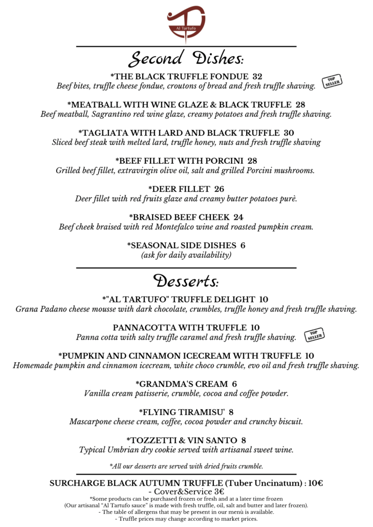 SECONDI AL TARTUFO INGLESE